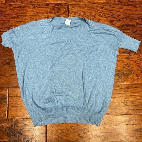 CABI #5007 Cornflower Blue Knit Lounge short sleeve pullover Sweater - Picture 2 of 6